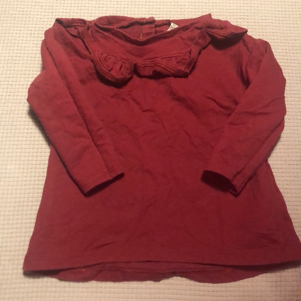 Cranberry colored ruffle top shirt